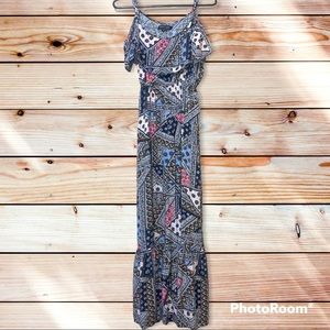 Bohemian paisley floral maxi dress flowy flare Medium Ladies bandana new look M